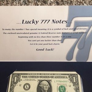 Lucky 777 serial number one dollar federal